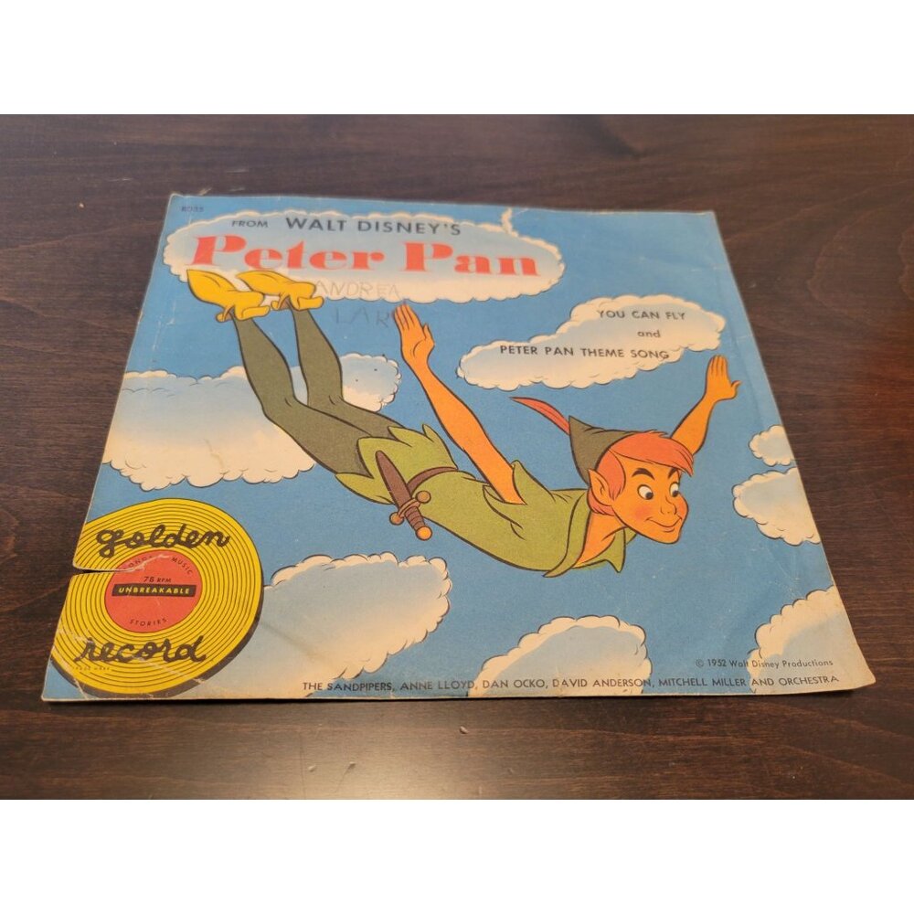 Walt Disneys Peter Pan Vinyl Record Little Golden Records 78 RPM 1952 Theme Song
